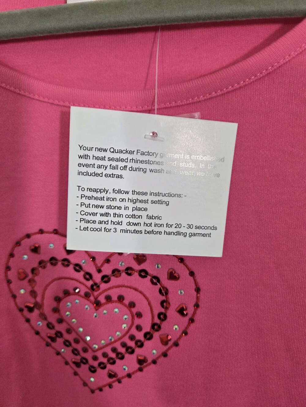 NWT Quacker Factory Be Mine Rhinestone Top Pink Size 3X Valentines Day Hearts - Picture 6 of 10